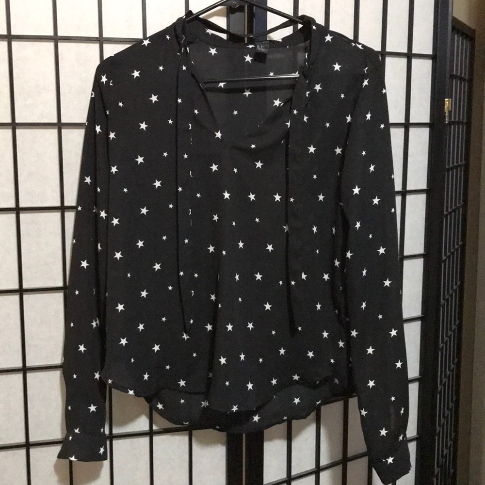 Black Star Print Blouse